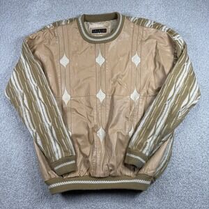 Vintage Bagazio‎ Mens Acrylic Leather 3D Sweater Made In USA 2XL